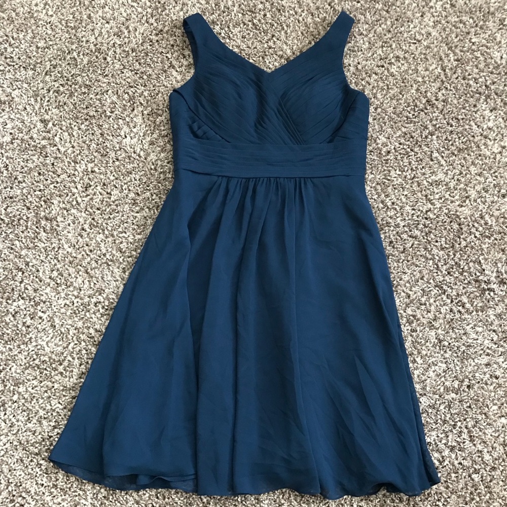 Azazie Navy Blue Knee Length Dress